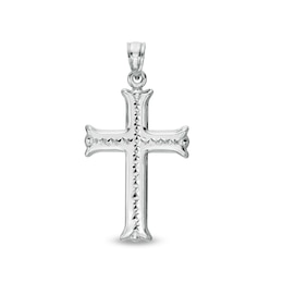 24.95 x 17.26mm Diamond-Cut Flare-Ends Gothic-Style Cross Necklace Charm in Hollow Sterling Silver