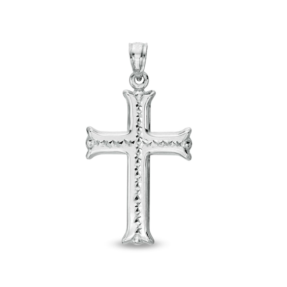 24.95 x 17.26mm Diamond-Cut Flare-Ends Gothic-Style Cross Necklace Charm in Hollow Sterling Silver