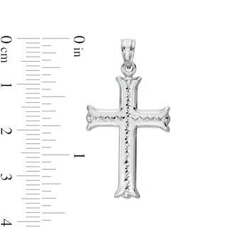 24.95 x 17.26mm Diamond-Cut Flare-Ends Gothic-Style Cross Necklace Charm in Hollow Sterling Silver
