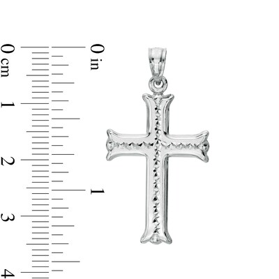24.95 x 17.26mm Diamond-Cut Flare-Ends Gothic-Style Cross Necklace Charm in Hollow Sterling Silver
