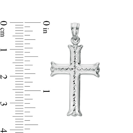 24.95 x 17.26mm Diamond-Cut Flare-Ends Gothic-Style Cross Necklace Charm in Hollow Sterling Silver