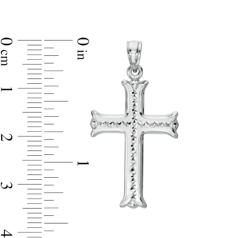 Main Image 2 of 24.95 x 17.26mm Diamond-Cut Flare-Ends Gothic-Style Cross Necklace Charm in Hollow Sterling Silver