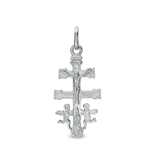 Made in Italy 30 x 15mm Caravaca Cross Necklace Charm in Sterling Silver