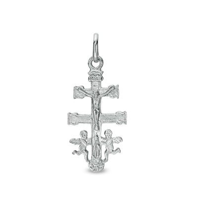 Made in Italy 30 x 15mm Caravaca Cross Necklace Charm in Sterling Silver