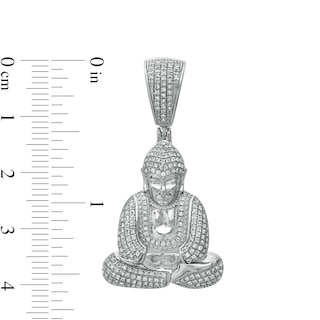 Cubic Zirconia Praying Buddha Solid Necklace Charm in Sterling Silver