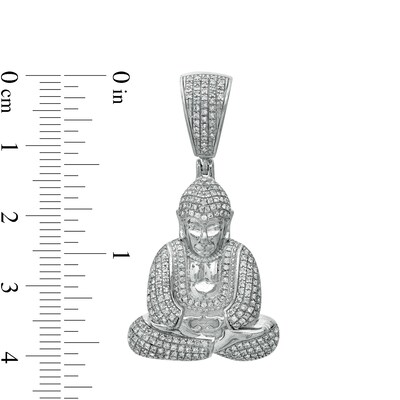 Cubic Zirconia Praying Buddha Solid Necklace Charm in Sterling Silver