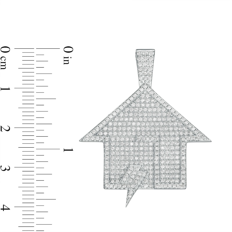 Main Image 2 of Cubic Zirconia House with Lightning Bolt Necklace Charm in Sterling Silver