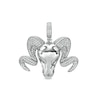 Thumbnail Image 1 of Marquise and Round Cubic Zirconia Ram Head with Horns Necklace Charm in Sterling Silver