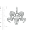 Thumbnail Image 2 of Marquise and Round Cubic Zirconia Ram Head with Horns Necklace Charm in Sterling Silver
