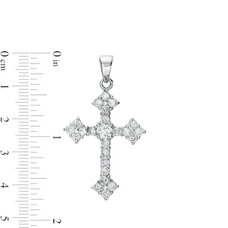 Sterling Silver Solid CZ Large Gothic-Style Cross Necklace Charm