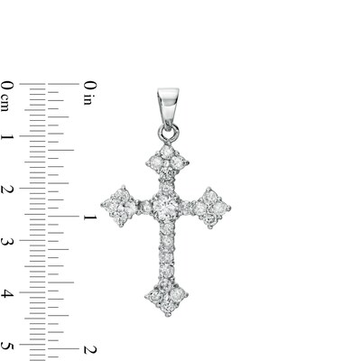 Sterling Silver Solid CZ Large Gothic-Style Cross Necklace Charm