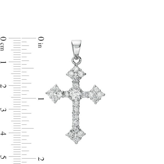 Sterling Silver Solid CZ Large Gothic-Style Cross Necklace Charm