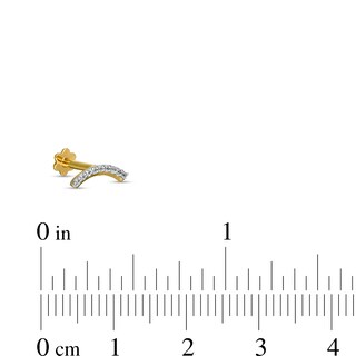 018 Gauge Diamond Accent Curved Arch Cartilage Barbell in 14K Gold