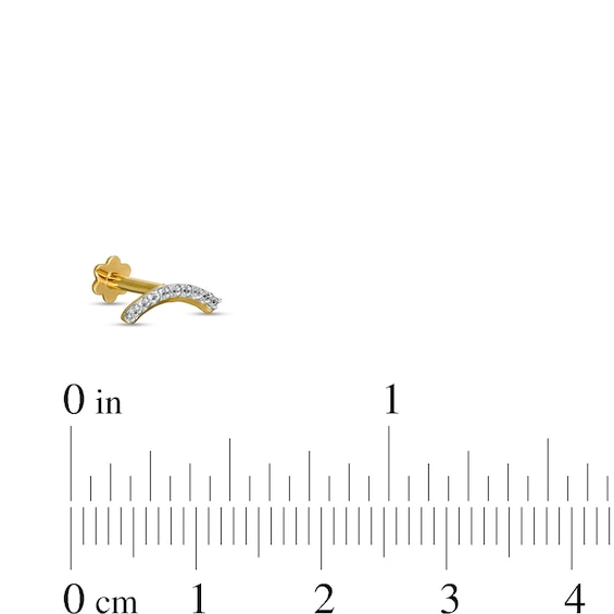 018 Gauge Diamond Accent Curved Arch Cartilage Barbell in 14K Gold