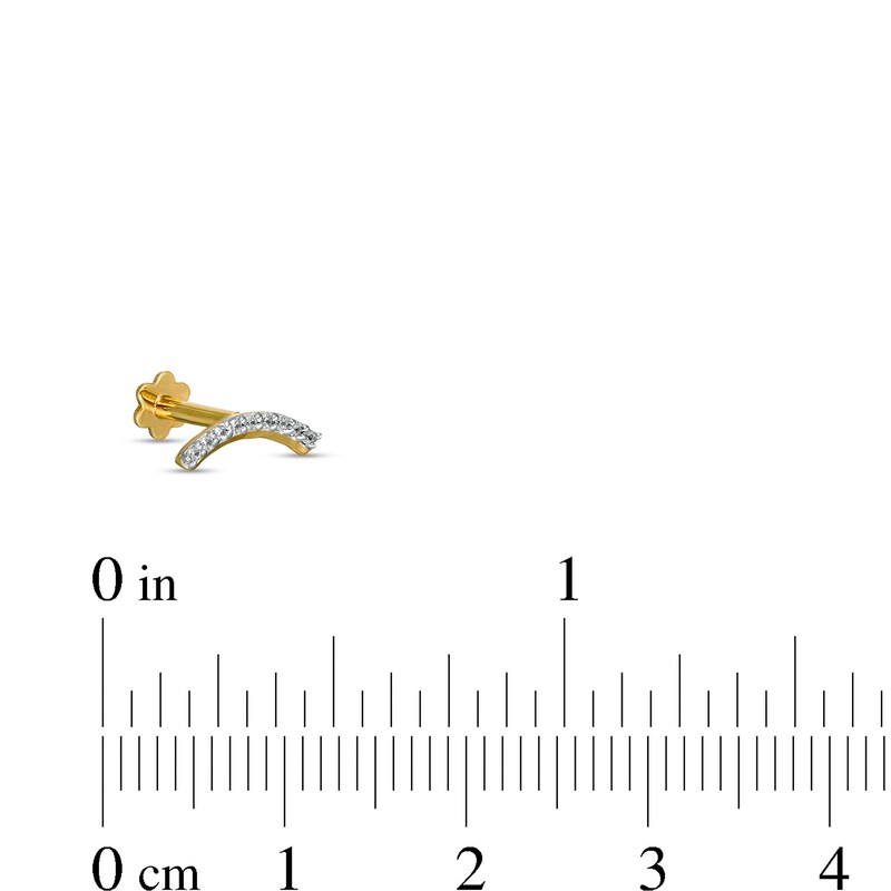 Main Image 2 of 018 Gauge Diamond Accent Curved Arch Cartilage Barbell in 14K Gold