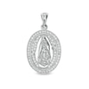 Thumbnail Image 1 of Cubic Zirconia Frame Our Lady of Guadalupe Solid Oval Necklace Charm in Sterling Silver