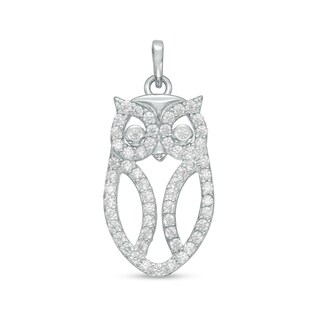 Sterling Silver CZ Mini Owl Outline Necklace Charm