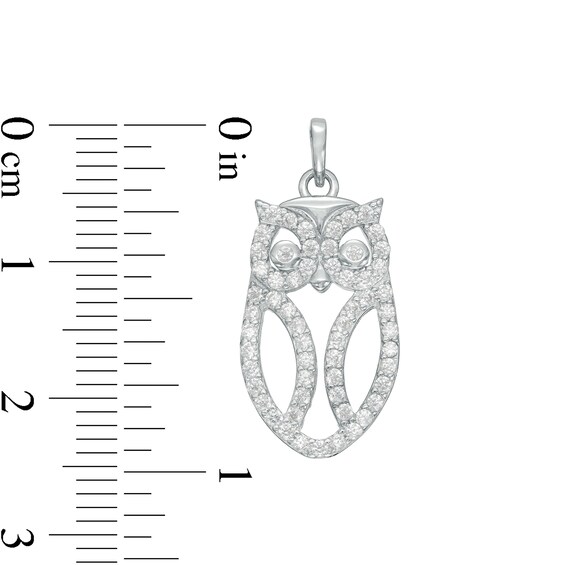 Sterling Silver CZ Mini Owl Outline Necklace Charm