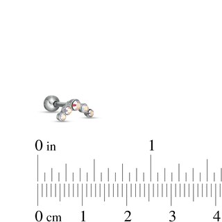 018 Gauge Iridescent Crystal Curved Arch, Solitaire and Star Cartilage Barbell Set in Stainless Steel and Brass - 5/16"