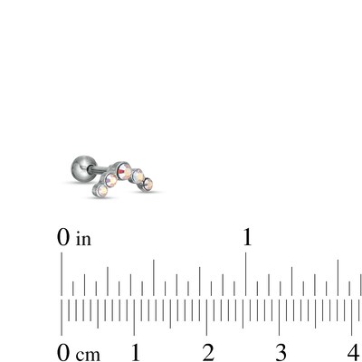 018 Gauge Iridescent Crystal Curved Arch, Solitaire and Star Cartilage Barbell Set in Stainless Steel and Brass - 5/16"