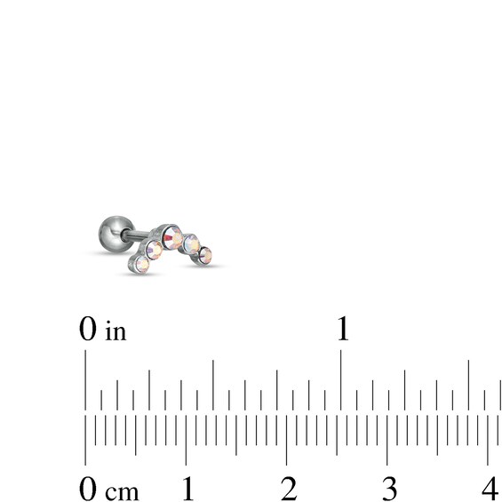 018 Gauge Iridescent Crystal Curved Arch, Solitaire and Star Cartilage Barbell Set in Stainless Steel and Brass - 5/16"