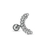 Thumbnail Image 1 of 018 Gauge Crystal Double Row Crescent Moon Cartilage Barbell in Stainless Steel and Brass - 5/16"