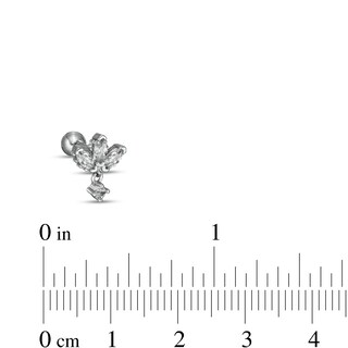 016 Gauge Cubic Zirconia Tri-Leaf with Dangle and Solitaire Cartilage Barbell Set in Stainless Steel and Brass - 5/16"