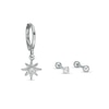 Thumbnail Image 0 of 018 Gauge Cubic Zirconia Star, Solitaire and Ball Cartilage Barbell and Hoop Set in Stainless Steel and Brass - 5/16"