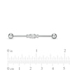 Thumbnail Image 1 of Stainless Steel and Brass CZ Three Stone Industrial Barbell - 1-3/8"