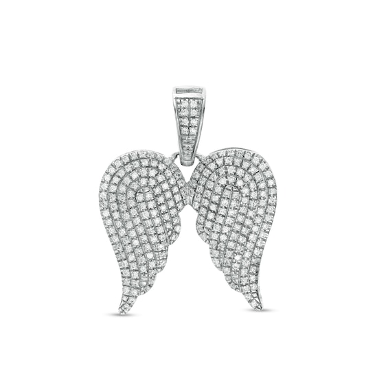 Cubic Zirconia Angel Wings Solid Necklace Charm in Solid Sterling Silver