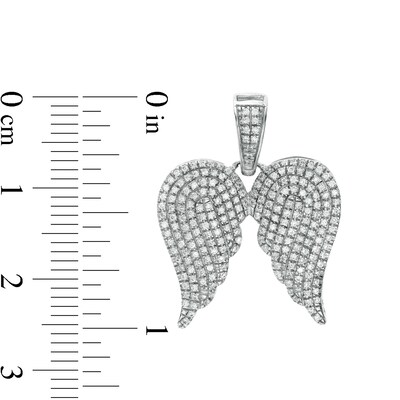 Cubic Zirconia Angel Wings Solid Necklace Charm in Solid Sterling Silver