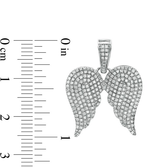 Cubic Zirconia Angel Wings Solid Necklace Charm in Solid Sterling Silver