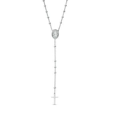 Sterling Silver Beaded Rosary Chain Made in Italy - 18.25" + 1"