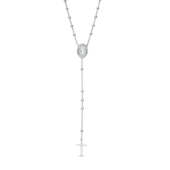 Made in Italy 2.1mm Beaded Rosary in Stamped and Casting Sterling Silver - 19.25"