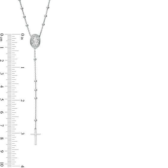 Sterling Silver Beaded Rosary Chain Made in Italy - 18.25" + 1"