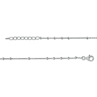 Sterling Silver Beaded Rosary Chain Made in Italy - 18.25" + 1"