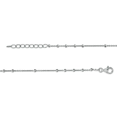 Sterling Silver Beaded Rosary Chain Made in Italy - 18.25" + 1"