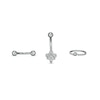 Thumbnail Image 0 of 018 Gauge Cubic Zirconia Tri-Top and Ball Curved Barbell and Captive Bead Ring Set in Stainless Steel and Brass - 5/16"