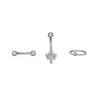 Thumbnail Image 0 of 018 Gauge Cubic Zirconia Tri-Top and Ball Curved Barbell and Captive Bead Ring Set in Stainless Steel and Brass - 5/16"