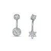 Thumbnail Image 1 of 014 Gauge Cubic Zirconia Bead Frame and Flower Belly Button Ring Set in Stainless Steel and Brass - 7/16"