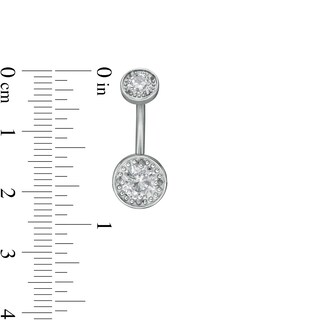 014 Gauge Cubic Zirconia Bead Frame and Flower Belly Button Ring Set in Stainless Steel and Brass - 7/16"