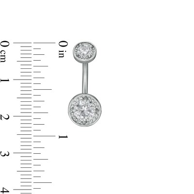 014 Gauge Cubic Zirconia Bead Frame and Flower Belly Button Ring Set in Stainless Steel and Brass - 7/16"