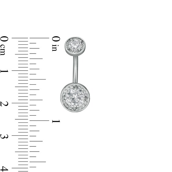 014 Gauge Cubic Zirconia Bead Frame and Flower Belly Button Ring Set in Stainless Steel and Brass - 7/16"