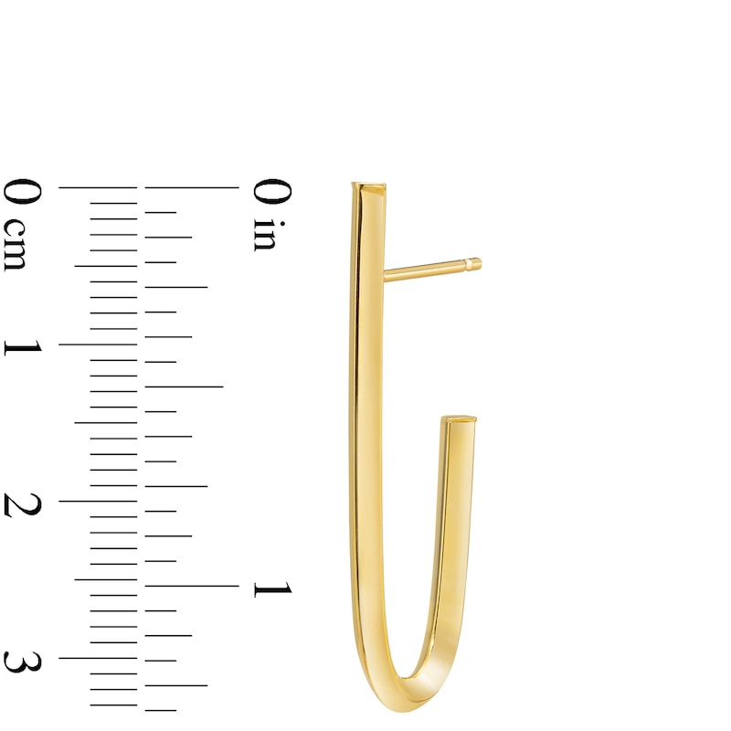 34 x 11.7mm Knife Edge Linear J-Hoop Earrings in 10K Gold