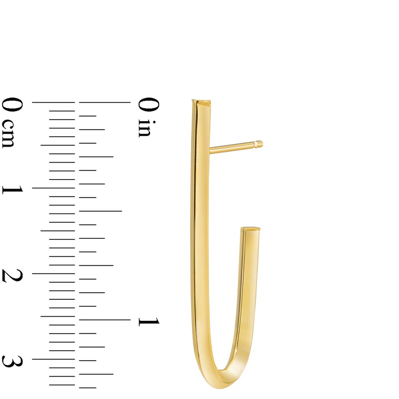 34 x 11.7mm Knife Edge Linear J-Hoop Earrings in 10K Gold