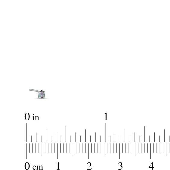 020 Gauge Pear-Shaped Rainbow Green Cubic Zirconia with Blue and Light Blue Nose Stud Set in Sterling Silver