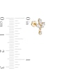 Thumbnail Image 2 of 14K Hollow Gold CZ Marquise and Round Tri-Leaf with Dangle Stud - 18G 5/16"