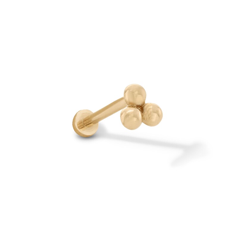 14K Gold Bead Trio Stud - 18G 5/16"