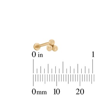 14K Gold Bead Trio Stud - 18G 5/16"