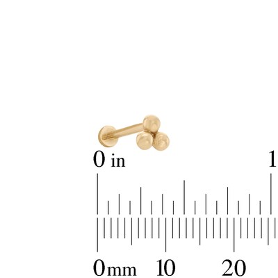 14K Gold Bead Trio Stud - 18G 5/16"